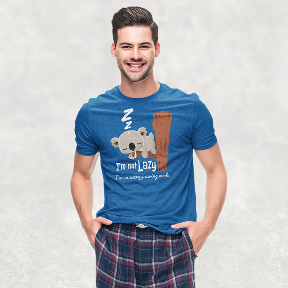I'm-Not-Lazy-I'm-In-Energy-Saving-Mode--Male-Adult-Short-Sleeve-Royal-Blue-T-Shirt