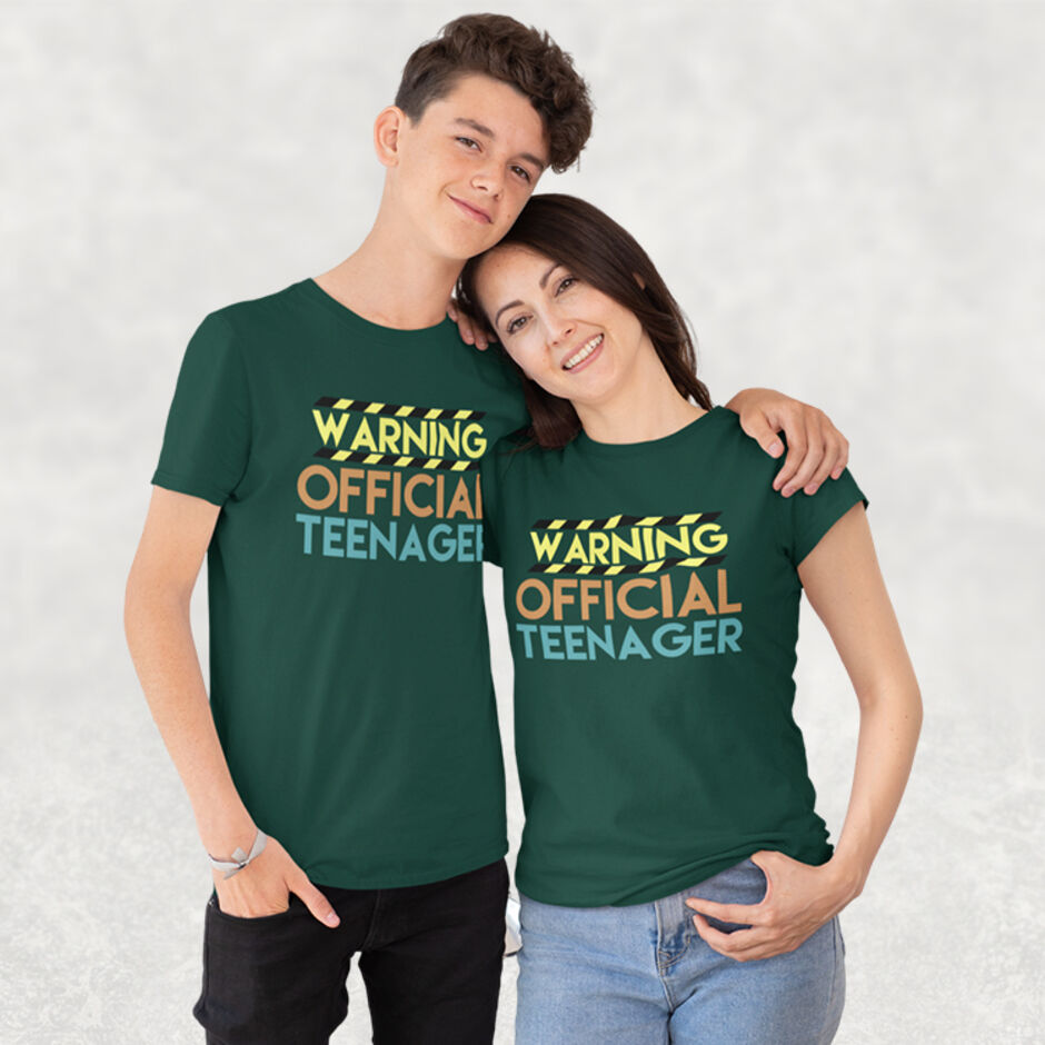 Warning-Official-Teenager-Childrens-Short-Sleeve-Green-T-Shirt