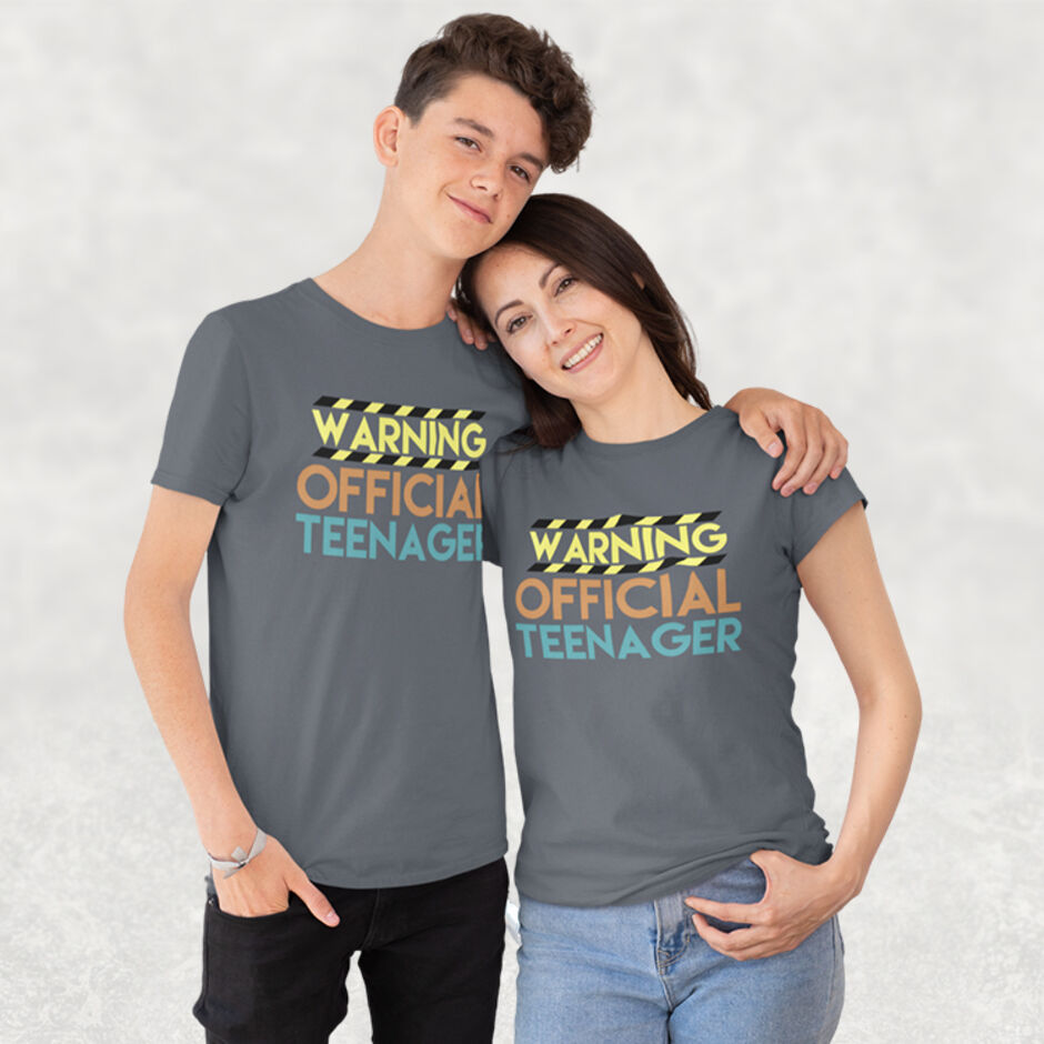 Warning-Official-Teenager-Childrens-Short-Sleeve-Grey-T-Shirt