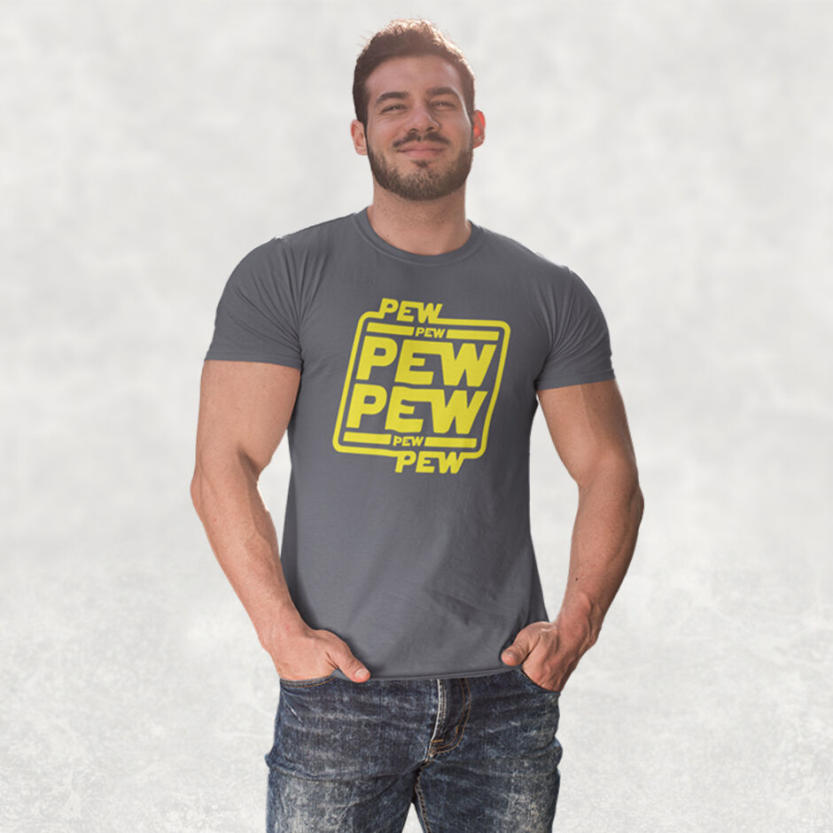 Pew-Pew-Pew-Male-Short-Sleeve-Grey-T-Shirt