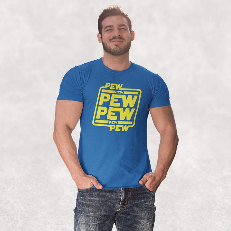 Pew-Pew-Pew-Male-Short-Sleeve-Royal-Blue-T-Shirt
