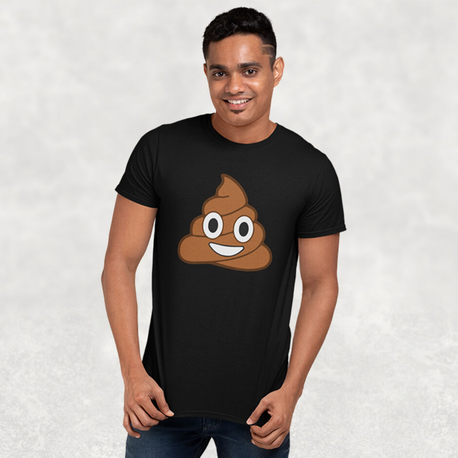 Poop-Emoji-Male-Short-Sleeve-Black-T-Shirt