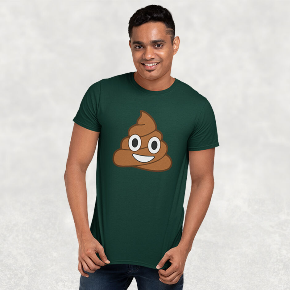 Poop-Emoji-Male-Short-Sleeve-Green-T-Shirt