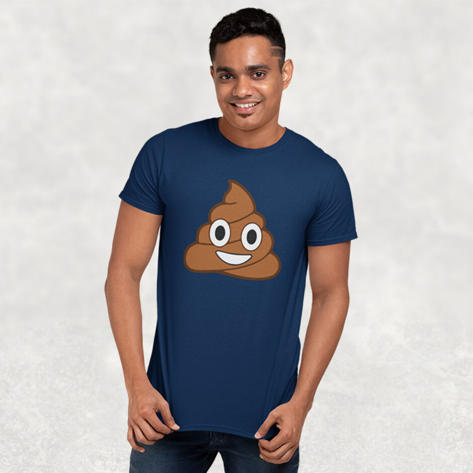 Poop-Emoji-Male-Short-Sleeve-Navy-T-Shirt