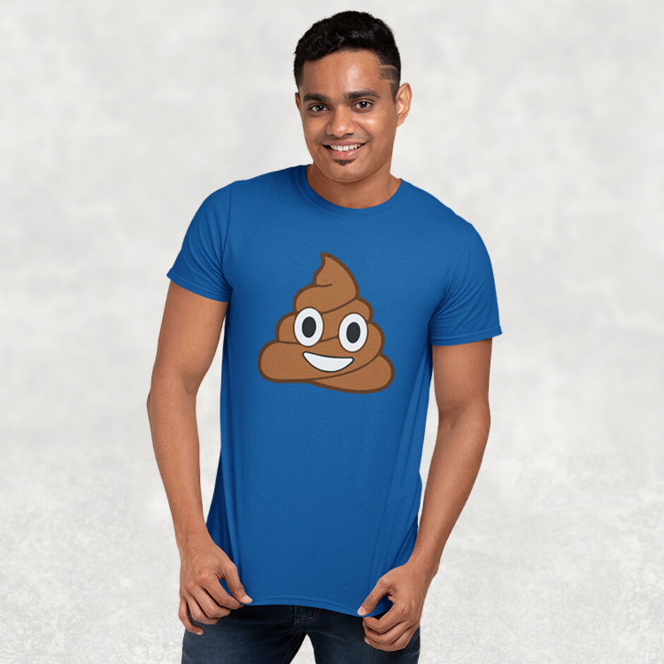 Poop-Emoji-Male-Short-Sleeve-Royal-Blue-T-Shirt