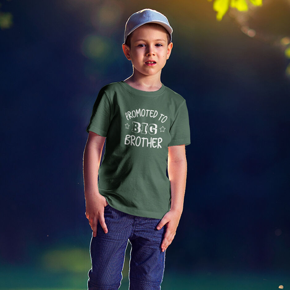 Promoted-to-Big-Brother-Childrens-Short-Sleeve-Green-T-Shirt