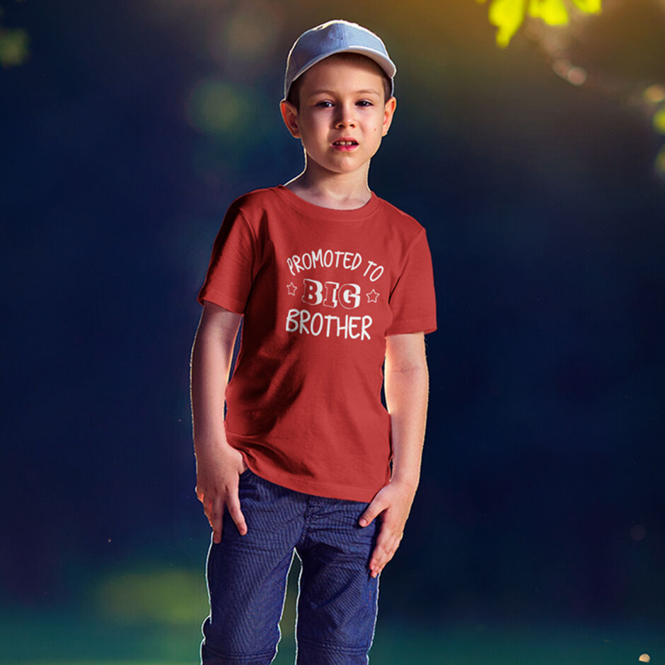 Promoted-to-Big-Brother-Childrens-Short-Sleeve-Red-T-Shirt