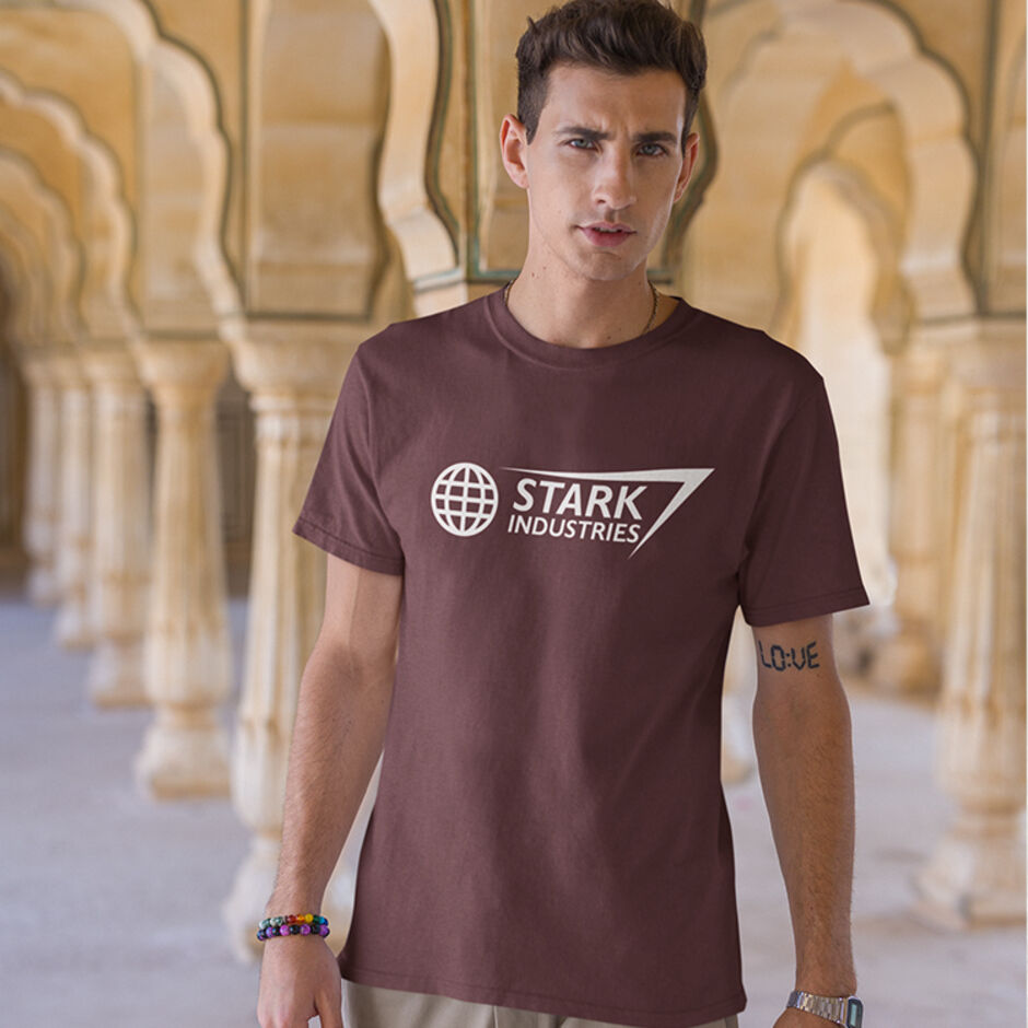 Stark-Industries-Male-Short-Sleeve-Burgundy-T-Shirt