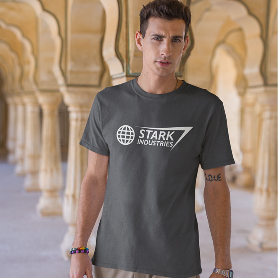 Stark-Industries-Male-Short-Sleeve-Grey-T-Shirt