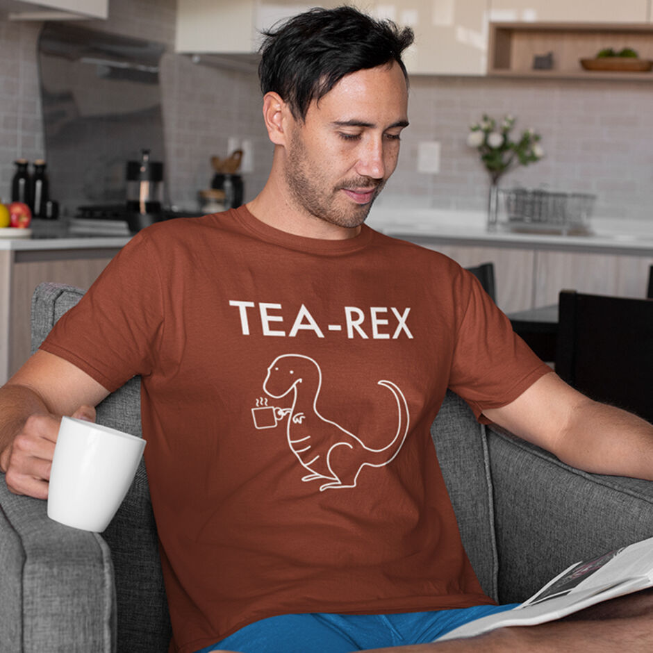 Tea-Rex-Short-Sleeve-Male-Brown-T-Shirt
