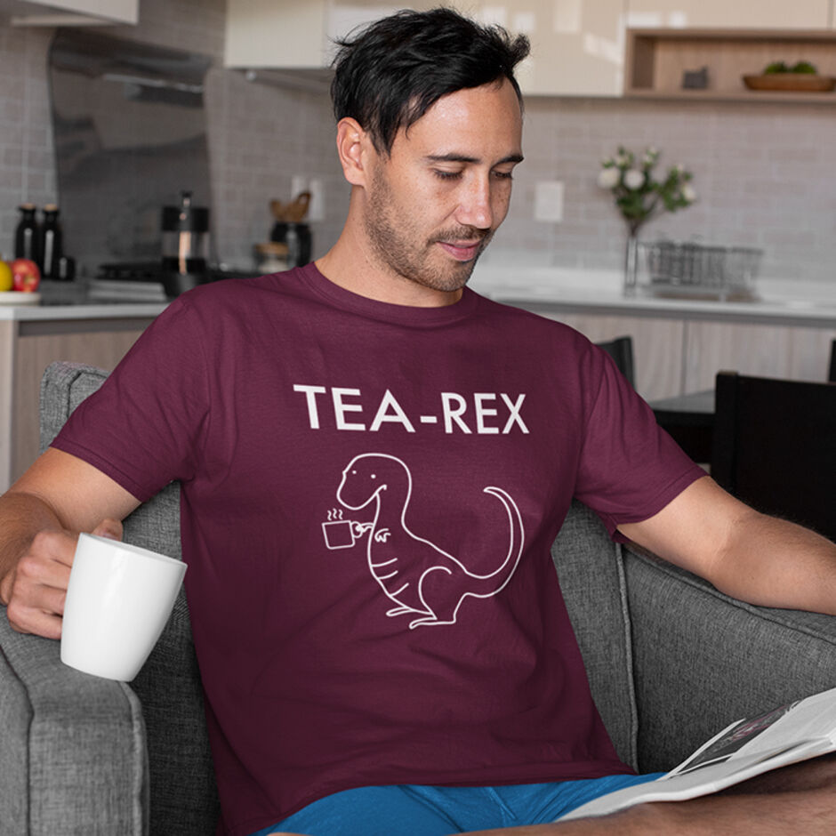Tea-Rex-Short-Sleeve-Male-Burgundy-T-Shirt