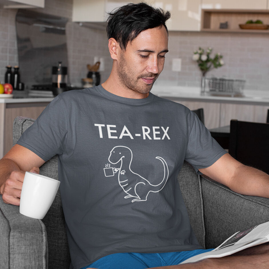 Tea-Rex-Short-Sleeve-Male-Grey-T-Shirt