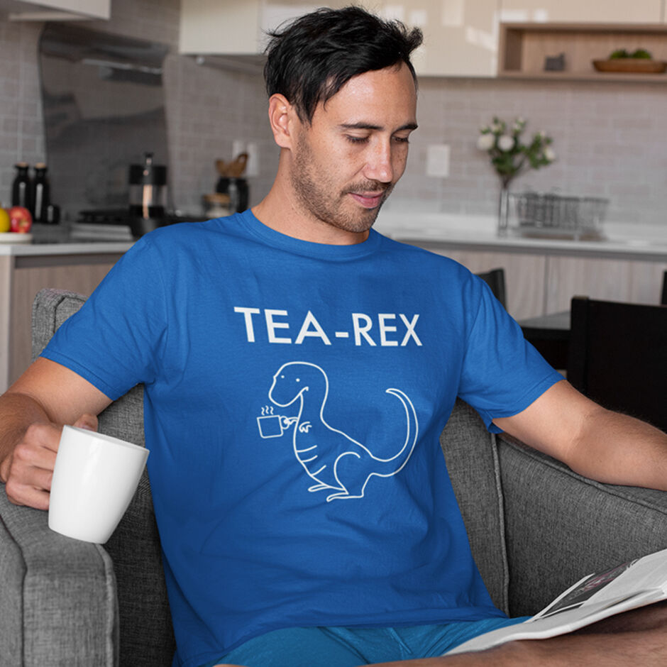 Tea-Rex-Short-Sleeve-Male-Royal-Blue-T-Shirt