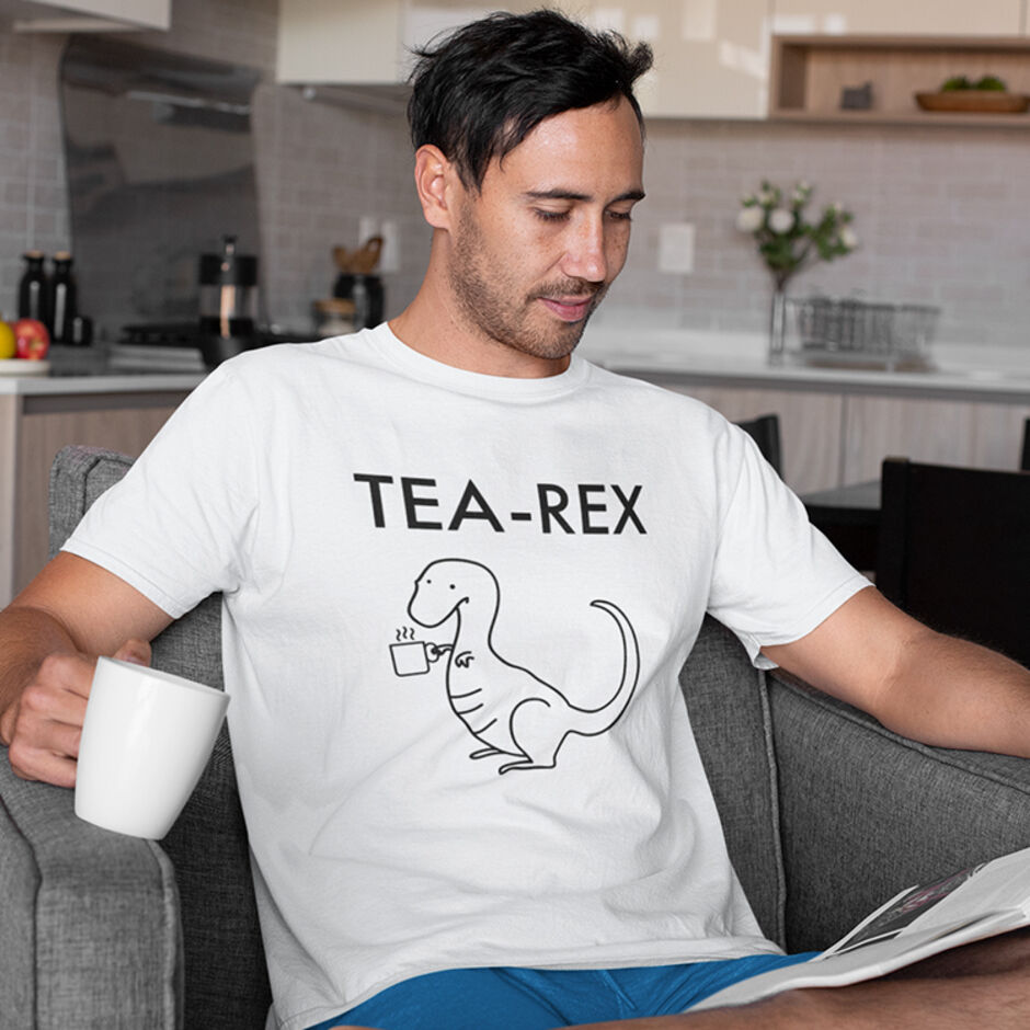 Tea-Rex-Short-Sleeve-Male-White-T-Shirt