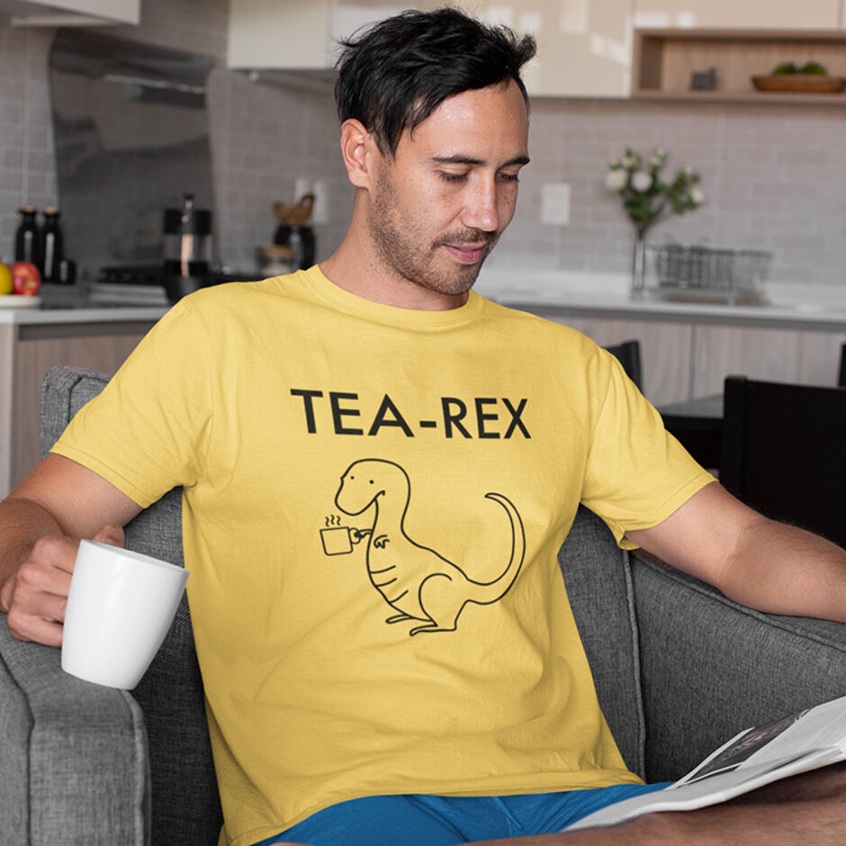 Tea-Rex-Short-Sleeve-Male-Yellow-T-Shirt