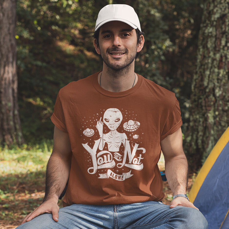 Your-Not-Alone-Male-Short-Sleeve-Brown-T-Shirt