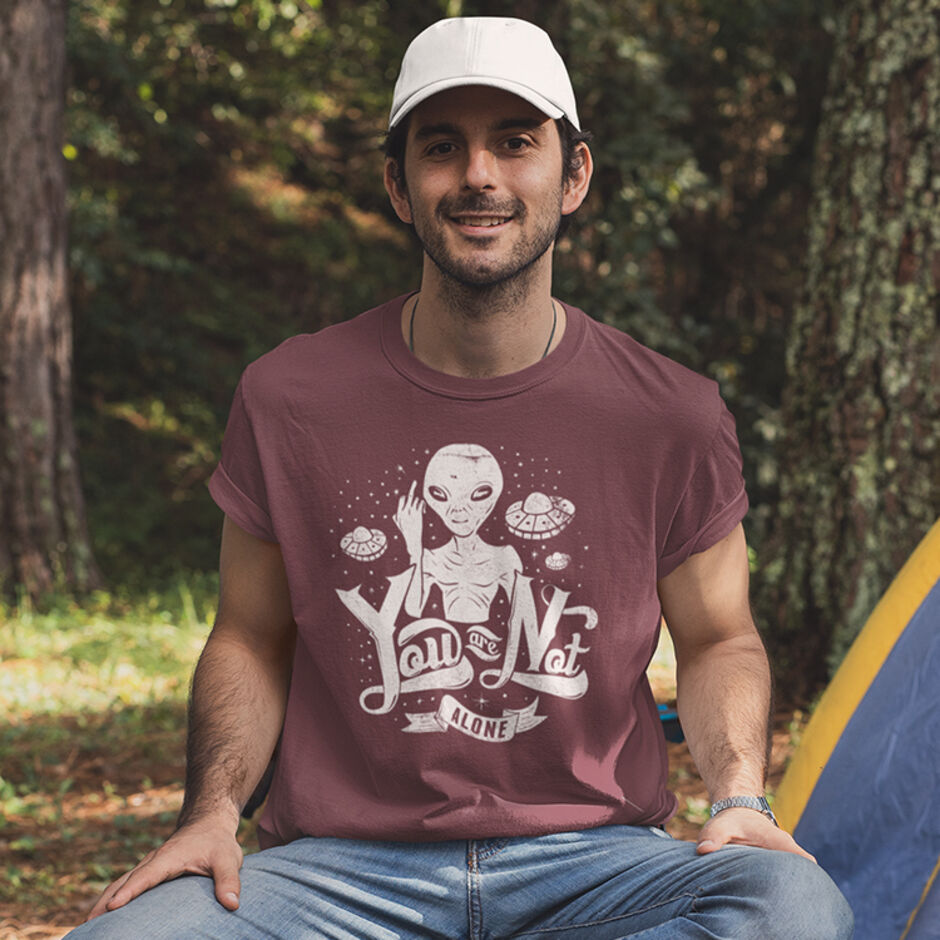 Your-Not-Alone-Male-Short-Sleeve-Burgundy-T-Shirt