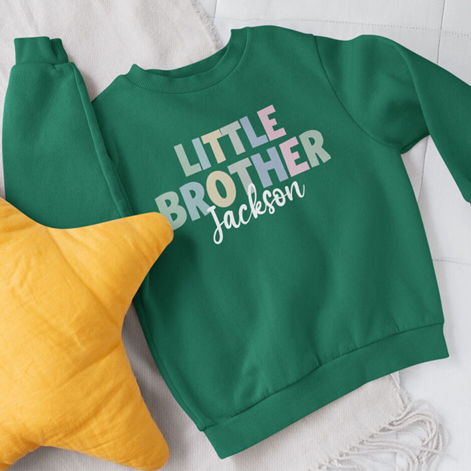 Personalised-Little Brother-Bottle-Green-Sweatshirt