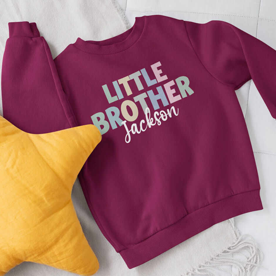 Personalised-Little-Brother-Burgundy-Sweatshirt