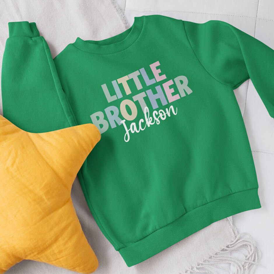 Personalised-Little-Brother-Kelly-Green-Sweatshirt